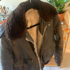 Real Italian distressed look leather jacket